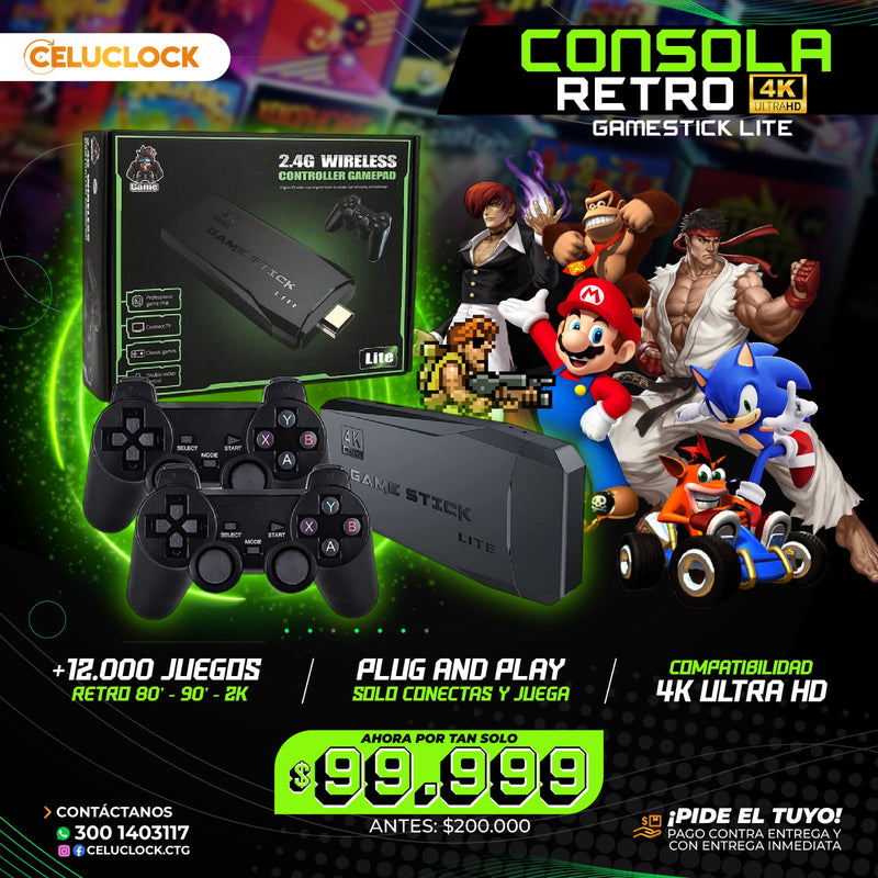 CONSOLA RETRO GAME STICK LITE 2 JOYSTICKS INALÁMBRICOS