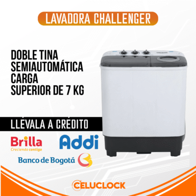 LAVADORA CHALLENGER DOBLE TINA SEMIAUTOMÁTICA CARGA SUPERIOR DE 7KG