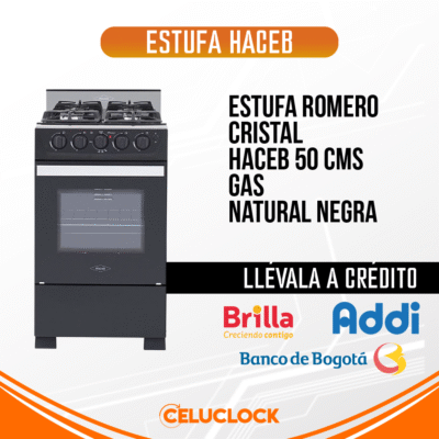 ESTUFA HACEB ROMERO CRISTAL 50 CMS GAS NATURAL NEGRA